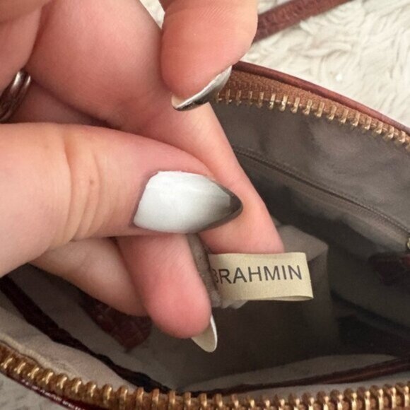 BRAHMIN MINI DUXBURY CROSSBODY-Croc-Embossed Leather Crossbody Bag - Picture 7 of 9